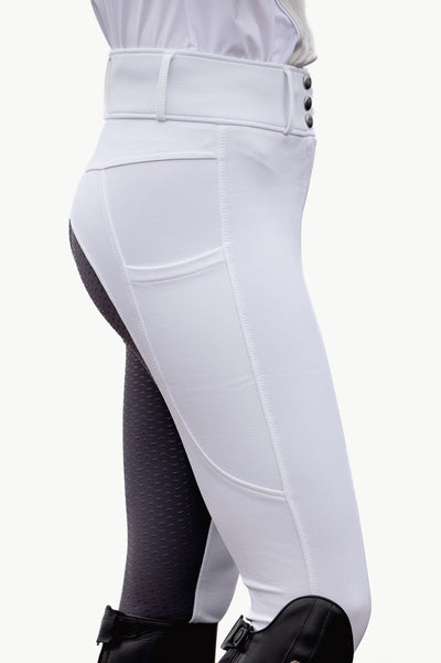 Brittany Show Breeches - White With Grey Full Seat
