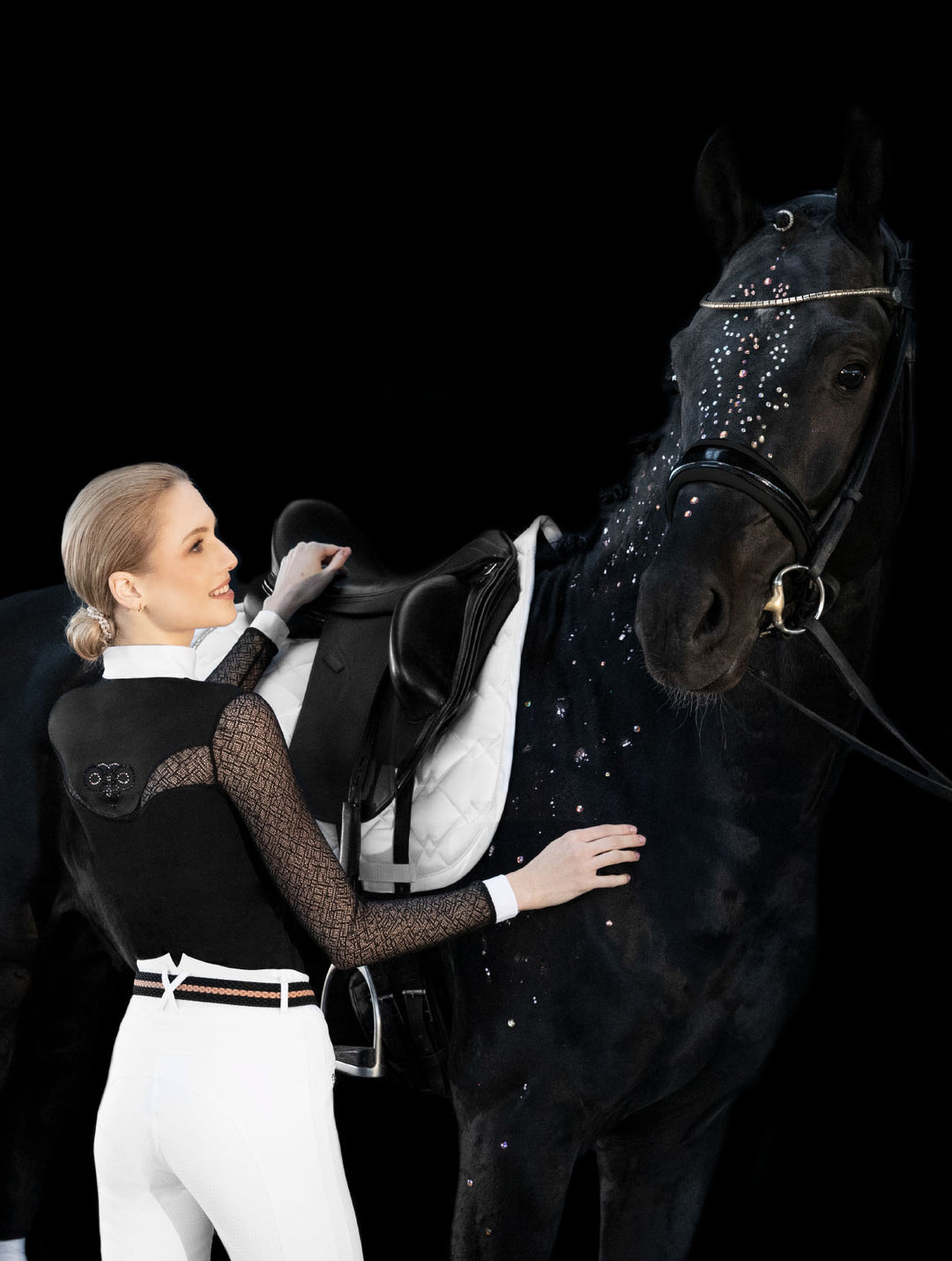 Cécile manches longues Noir Or rose