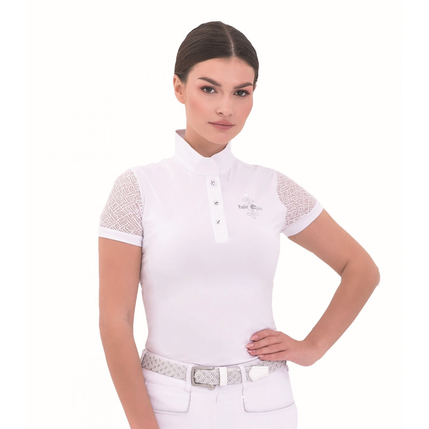 FAIR PLAY CECILE COMPETITION SHORT SLEEVE SHOW SHIRT - White