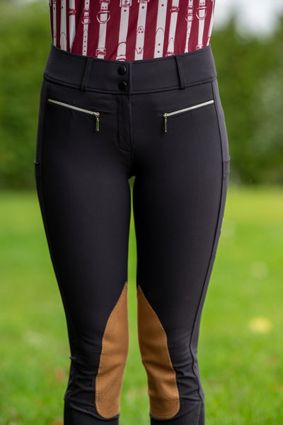 Pantalon noir avec patch genoux Delcy - VENTE FINALE