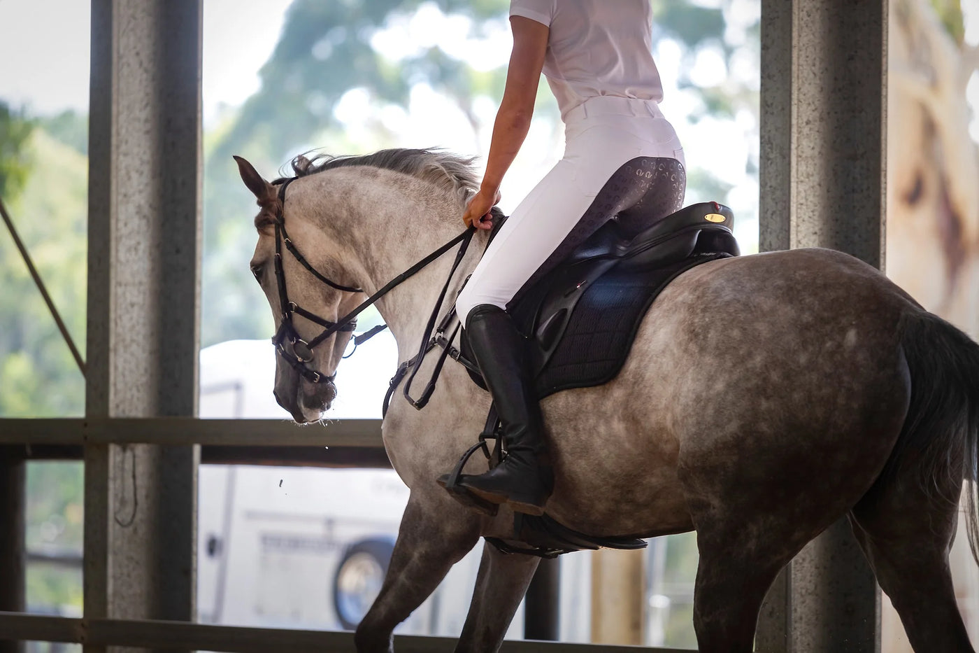 Pantalon Lauren blanc fond gris