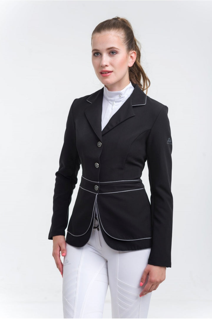 Veste de Concours d'Equitation VENICE NOIR - TECHNOLOGIE DOUBLE FACE AVANT Softshell, Tenue Technique de Concours Equestre