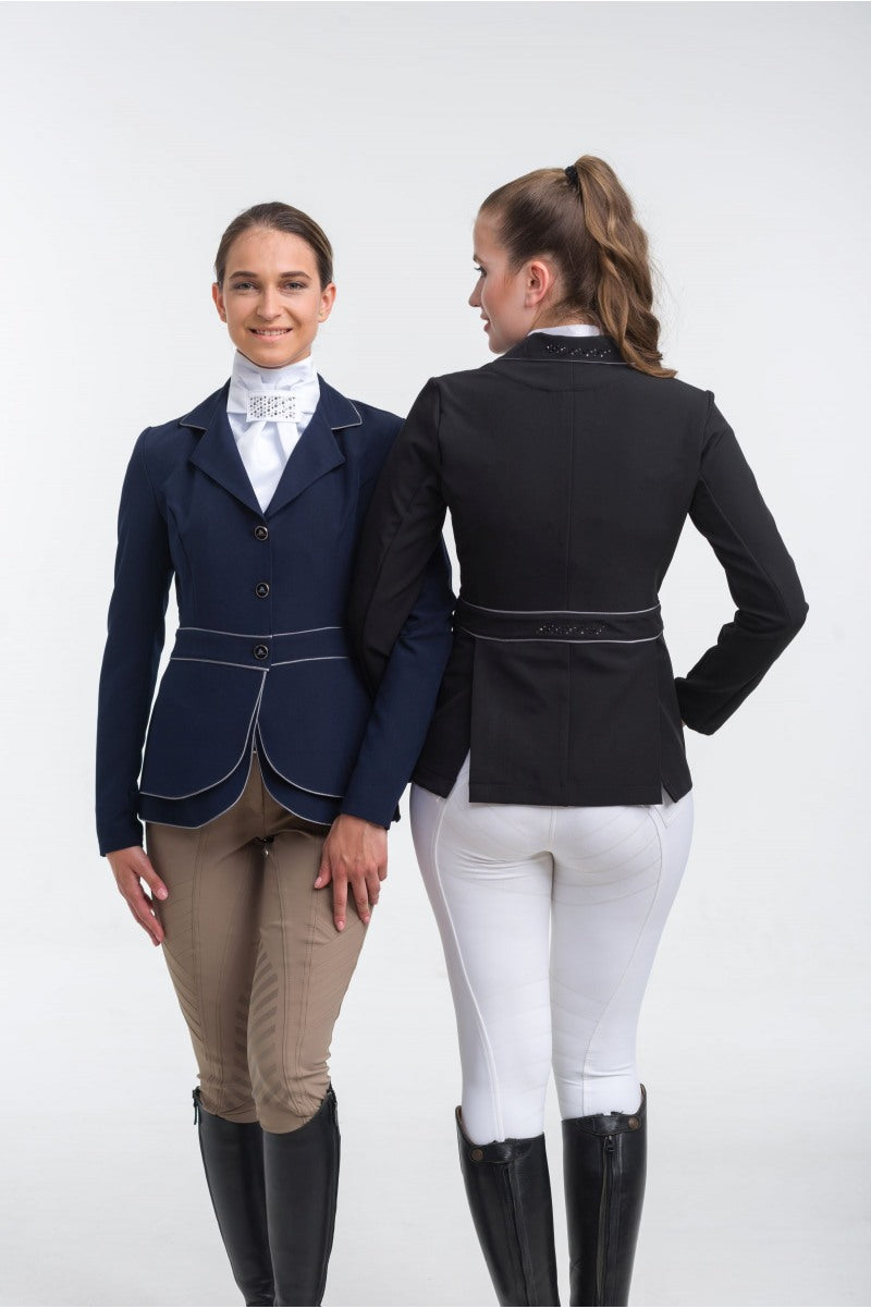 Veste de Concours d'Equitation VENICE NOIR - TECHNOLOGIE DOUBLE FACE AVANT Softshell, Tenue Technique de Concours Equestre