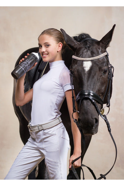 Chemise de concours d'équitation BLANCHE CONTESSA - Manches courtes. Vêtements équestres techniques
