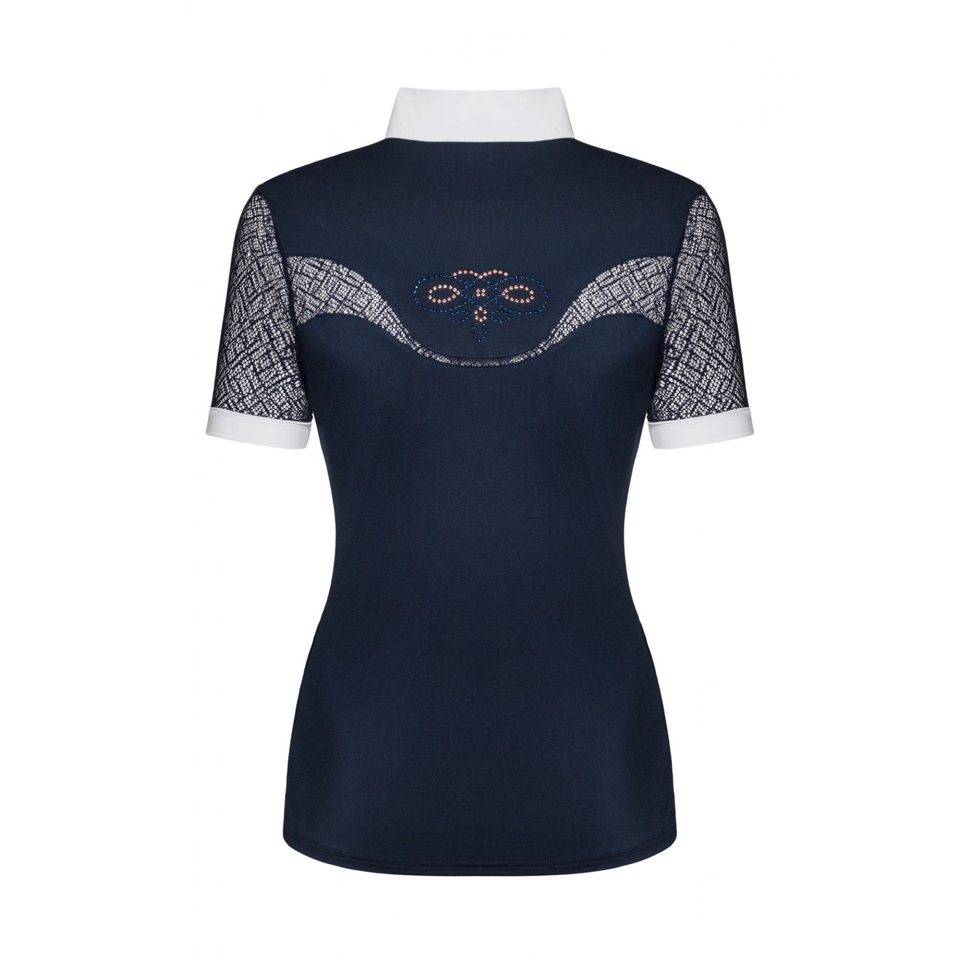 FAIR PLAY CECILE ROSEGOLD SHORT SLEEVE COMPETITION SHOW SHIRT - NAVY