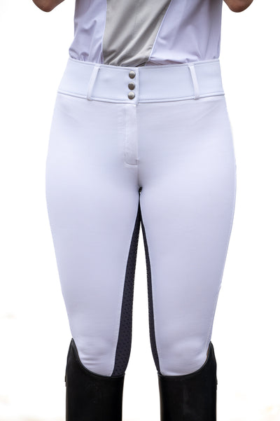 Pantalon d'équitation Brittany Show - Blanc avec fond gris gris