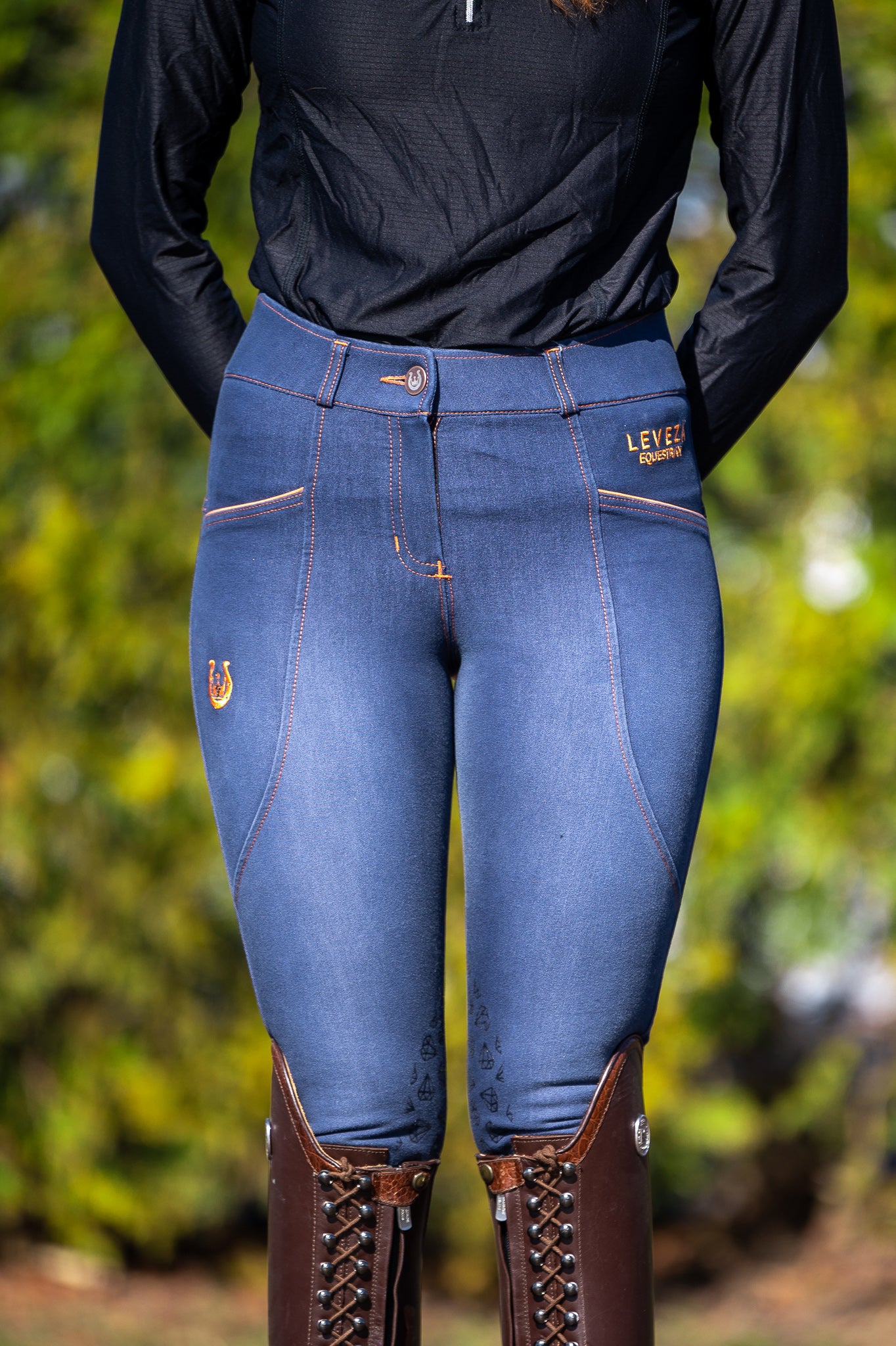 Pantalon d'équitation genouillère en jean Dalhousie