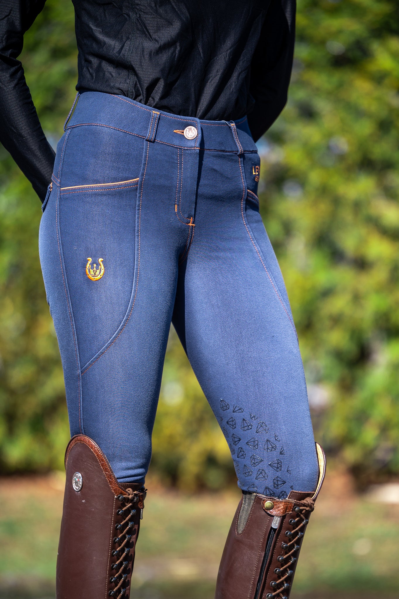 Pantalon d'équitation genouillère en jean Dalhousie