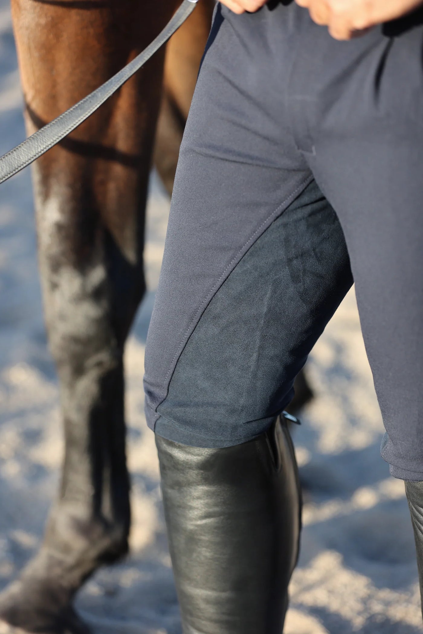 Pantalon d'équitation pour homme avec fond intégral en daim - Noir