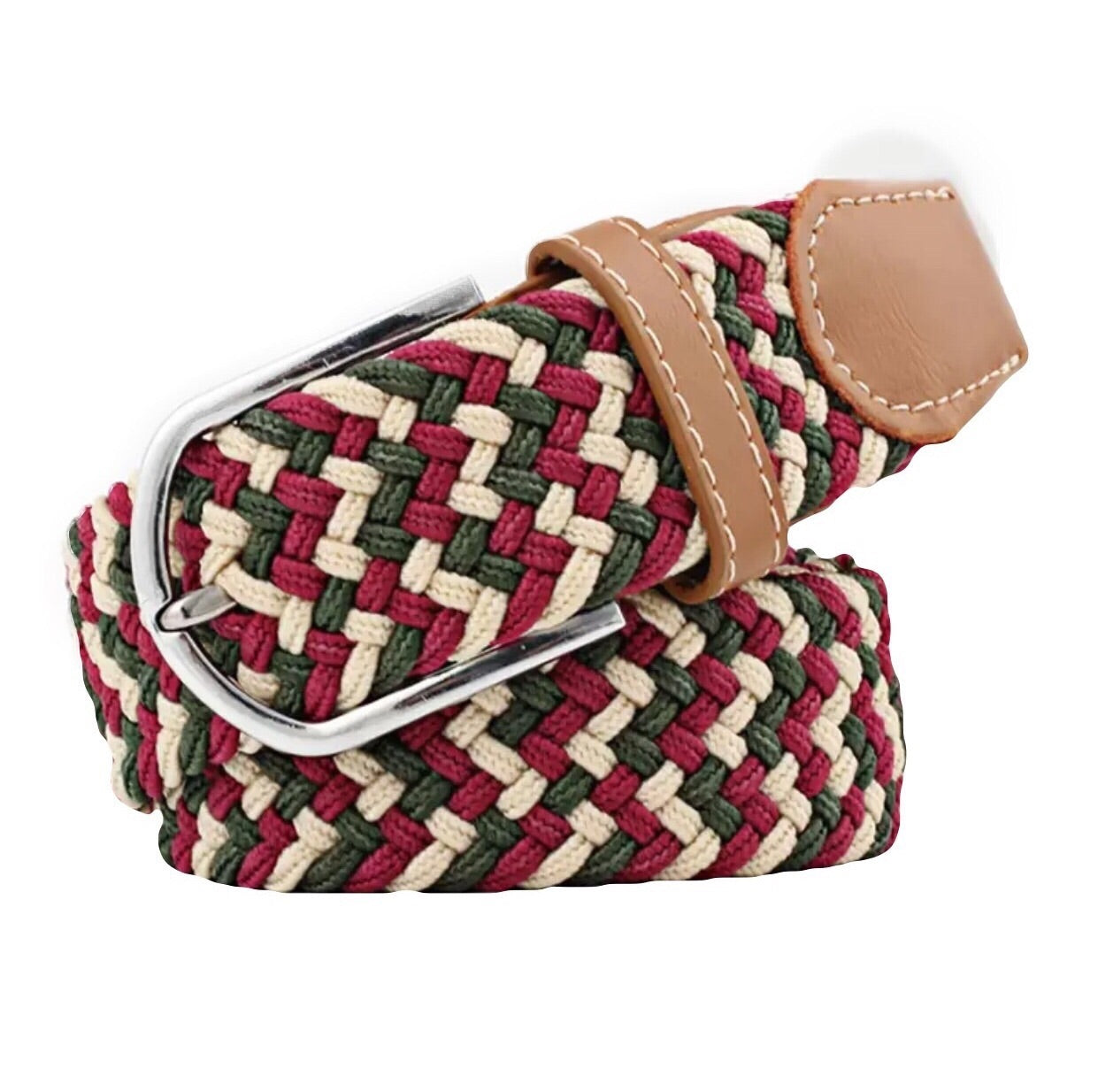 Belt Burgundy green beige - Leveza